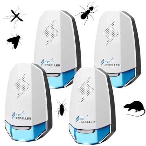 Gardenhome ® PEST INSECT 4 MODELLO 2024 pack Antizanzare Repellente Ultrasuoni Professionale, Antizanzare Repellente Ultrasuoni Professionale Per Formiche,Topi,Zanzare,Ragni,Mosche,Insetti,Scarafaggi