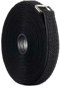 ERKO Klettband 5m mit 25 Metallklammern, frei zuschneidbar, 2 cm breit, wiederverwendbares und verschließbares Klettband zur Organisation von Kabeln, Drähten, Schläuchen und mehr