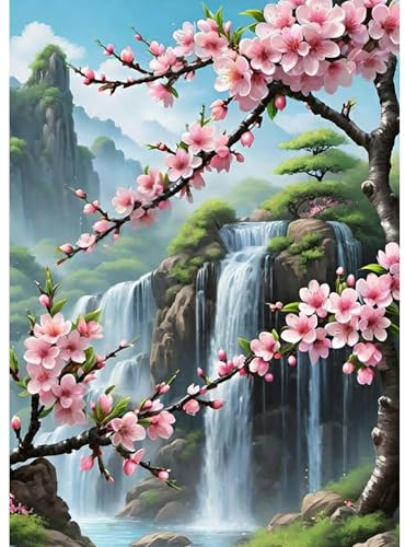 TOSTOG 5D Diamond Painting für Erwachsene,Wasserfall Diamant Painting Kits Bilder,Blumen Diamant Malerei DIY Diamond Painting Bilder Set 30x40cm für Wanddekor