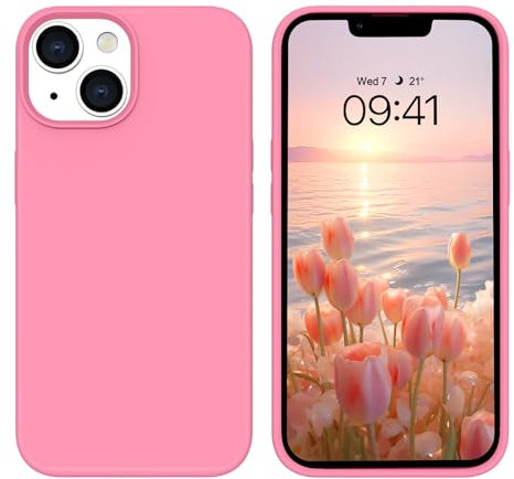 YINLAI für iPhone 14 Hülle Silikon,Handyhülle iPhone 14 6.1'' Pink Slim Case Cover Gel Matte 3-Schicht Struktur Fallschutz rutschfeste Schutzhülle für iPhone 14 6,1 Zoll,Leuchtend Rosa