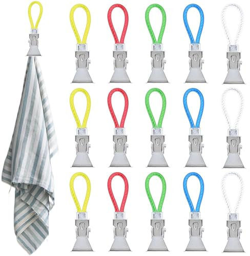 SULIUDAJI 15 Pcs Accroche Torchon Pince Serviette Crochet Torchon Attache Torchon Cuisine Clips Torchon Multicolores Métal Clips De Cuisine Suspendus Pour Cuisine Armoires Et Aux Salles De Bains