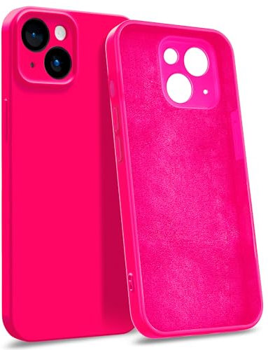 MyGadget Coque Silicone Compatible avec iPhone 15 Plus [ Quadruple Protection ] - Case Rigide avec Doublure Microfibre - Cover Rose Magenta