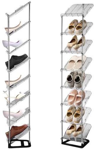 Zapatero Estrecho 8 Niveles,Organizador de Zapatos Que Ahorra Espacio, Estante para Zapatero Alto y Estrecho para Puerta de Entrada Recibidor, Armario