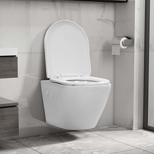 LXYZWRW Furniture select-Wall Hung Rimless Toilet Ceramic White