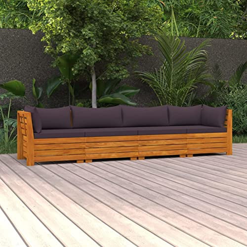 Brokky 4-Sitzer-Gartensofa mit Kissen Balkon Sofa Outdoor Sofa Lounge Sofa Balkon GartenmöBel Loungesofa Outdoor Massivholz Akazie - 3087314