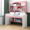 Höhenverstellbarer Computertisch mit 2 Schubladen, Bücherregal und kompaktem Design, ideal für Teenager, Mädchen und Jungen, Rosa (100 cm)