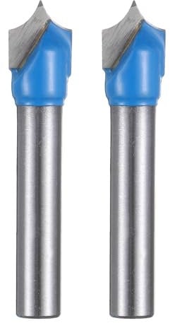 sourcing map 2pcs Point Cutting Roundover Router Bit 3/16 Radius 1/4 Shank 3/8 Cutting Diameter 2 Flute Round Over CNC Router Bit for 2D and 3D Carving Woodworking Engraving Tool