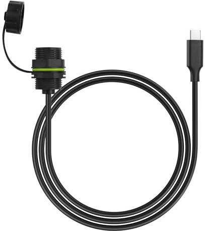 PNGKNYOCN USB C to USB C Threaded Mount Waterproof Cable,IP68 USB Type C 3.1 Male to Female Panel Mount Extension Cable with Waterproof/Dust Cap, for Desktop Dashboard Device Panel (1M)