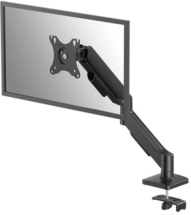 Fellowes Everyday Plus Single Gas Spring Monitor Arm – Fits 32 Screens 2–9kg, Tool-Free Height Adjust, Tilt, Swivel, Rotate, VESA 75/100, Clamp/Grommet Mount, Cable Management
