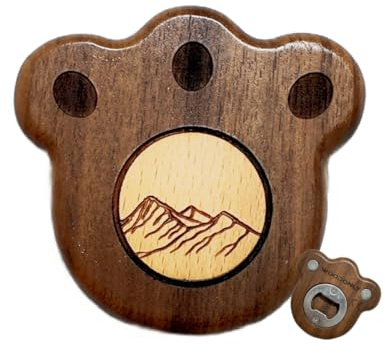 WOODONLY Décapsuleur en Bois en Forme de Patte d'Ours avec Aimant – Cadeaux de Noël et d'Anniversaire pour les Hommes, Père, Mari, Petit-Ami, Bars à la Maison Ouvre-Bouteille (bois de noyer)