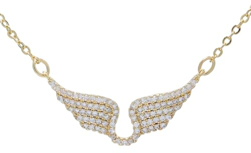 SBHXTDM HJMMWT Sterling Silber Flügel glänzende Zirkonflügel - zarte Engelsflügel Halskette Anhänger, Engel Halsketten für Frauen Geburtstag Valentine Geschenke
