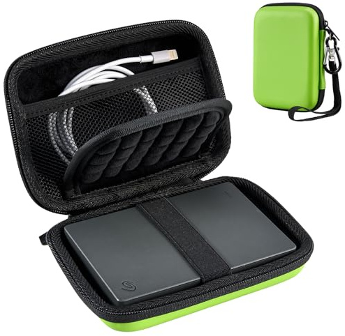 ProCase External Hard Drive Travel Case for 2.5 HDD/SSD -Green | Fits Seagate Portable, Samsung T9, WD Elements, My Passport, Toshiba Canvio Basics, 1TB-5TB Drives, USB 3.0 HDD/SSD Storage