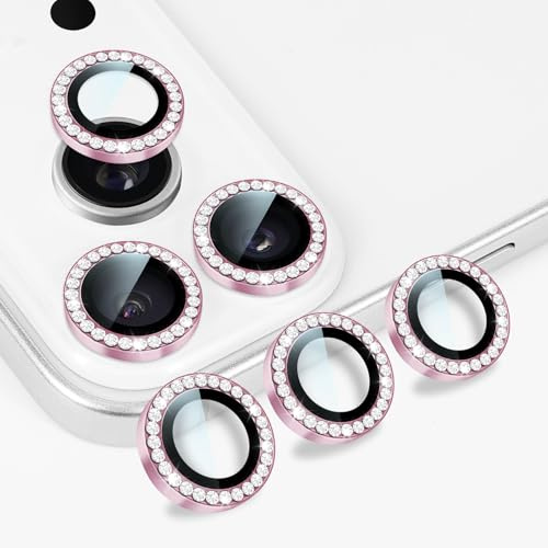 DiyGody Kameraschutz Kompatibel mit iPhone 17 Pro/Pro Max, Glitzer Diamant 9H HD Klar Gehärtetem Glas Lens Schutz Anti-Kratzen, Vollständige Abdeckung Kameraobjektiv für iPhone 17 Pro/Pro Max - Rosa