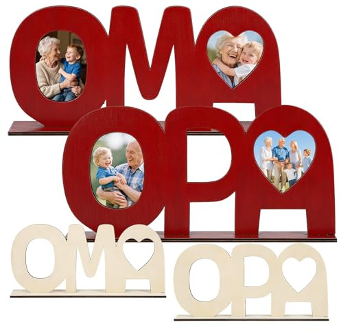 Fgdui 2 Stück Holzbilderrahmen Zum Bemalen,Holzbuchstaben, Bilderrahmen Zum Bemalen,Oma und Opa Geschenke Personalisiert für OPA OMA von Kindern (A)
