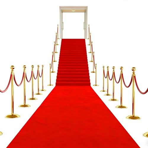FARYODI Roter Teppich Läufer Eventteppich Hochzeitsteppich 1 x 5m Lang VIP Event Rot Teppich Rutschfester Red Carpet Empfangsteppich für Hochzeit Erntedankfest Outdoor Zubehör (100 x 500 cm)