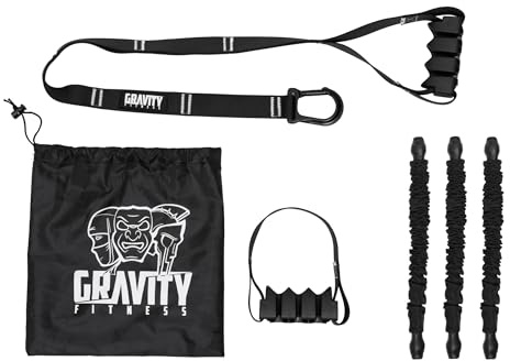 Gravity Fitness Pull Up Assist Resistance Bands Set for Home Gym Exercise | Assisted pull up trainer with foot cradle adjustable anchor strap for progressive strength bodyweight training & Calisthenics
