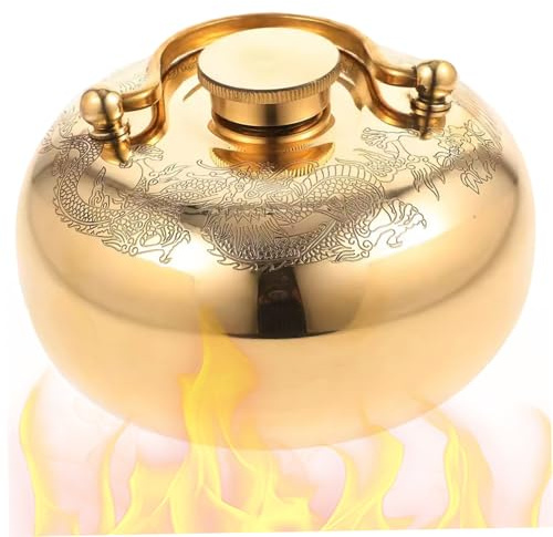 Warm Water Bottle Metal Hot Water Bottle, Ancient Style Hand Warmer, 4.3 Inch Brass Leak-Proof Bed for Winter Pain Relief & Massage