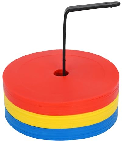 ohbien 24 Stück Markierungsscheiben 15cm Markierungsteller Fussball Flach mit Organizerhalter, rutschfeste Fußball Training Markierungsscheiben, Floormarker Trainingszubehör für Basketball Handball