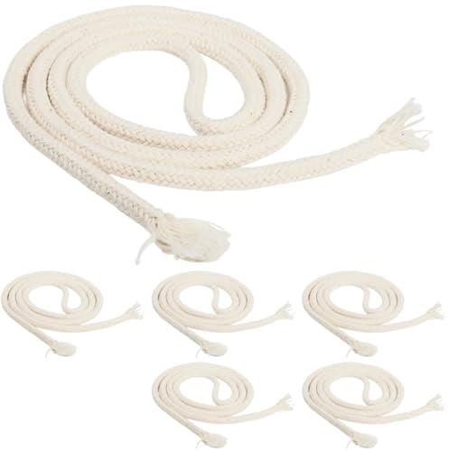 6m Docht Kerzendocht für Kerzen, Baumwolle Ersatzdocht für Öllampen Zuschneidbar Ø 6mm, Replacement Wick for Oil Lamp Zuschnitbar, Docht Kerzendochte für Gartenfackel, Fackel, Bambusfackel
