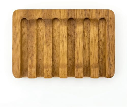 Teak soap dish, self-draining, non-slip soap holder, suitable for bathroom use, compact shower soap dish with soap box, wooden soap holder.
