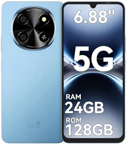2026 Mobile Phones 5G, NFC, 120Hz, 24GB +128GB, 6.88HD Android Phone, Blue | 2TB TF Octa Core, Smartphones Under 200, 5000mAh, Dual SIM Unlocked Smartphone, Rear 16MP +8 MP, Fingerprint / FaceID/Gifts