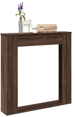 sephironlbb Marco de chimenea marrón con aspecto de roble de madera, 100 x 20 x 100 cm, accesorio para chimenea con estante para salón y jardín, protección y almacenamiento, compatible con chimeneas