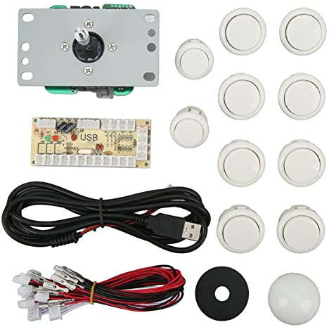 Haofy Controlador de Joystick con Chip USB, Fácil Instalación y a Prueba de Polvo, Perfecto para Proyectos de Juegos de Bricolaje, Construcción de Metal y ABS (WHITE)