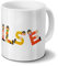 printplanet Tasse mit Namen Ilse - Motiv Holzbuchstaben - Namenstasse, Kaffeebecher, Mug, Becher, Kaffeetasse - Farbe Weiß