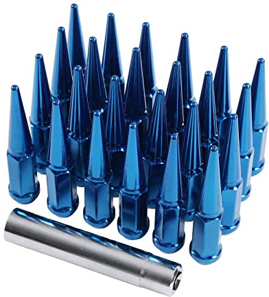 JDMSPEED New Blue M14x1.5 Spike Lug Nuts (24pc) 4.5 Tall 6 Lug Replacement for GMC Chevy Ford Vehicles