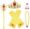 Vicloon Prinzessin Kostüme Eisprinzessin Set of 5, ELSA Handschuhe Zauberstab Tiara Krone Halskette Ohrringe (Gelbes)