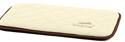 BedDog® Gesteppte Hundematte Nelly - Komfortables Hundekissen, langlebige Haustier-Unterlage aus Kunstleder, Hundebett, S (50x30cm), Sand, Creme