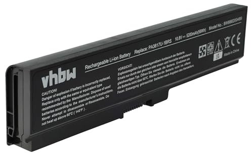 vhbw battery suitable for Toshiba Satellite L750, L750-065, L750-070, L750-0KP, L750-0P8, L750-136 laptop (5200mAh, 10.8V, Li-Polymer, black)