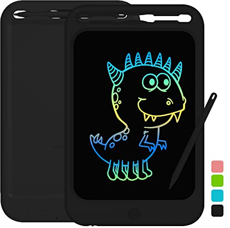 Richgv Bunte LCD Schreibtafel 10 Zoll,Maltafel Schreibtafel Kinder,EIN Schlüssel zum Löschen Funktion Mal Tablet Kinder,Maltafel Zaubertafel Ab 3 4 5 Jahre,Schreibtafel für Jungen Mädchen(Schwarz-C)
