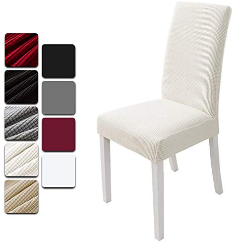 Dioxide Stuhlhussen 4 Stück Elastische Moderne Beschützer Stuhlhussen, Hochzeit Partys Bankett Deko, bi-Elastic Spannbezug, sehr pflegeleicht und langlebig Universal(Weiß,4 Stück)