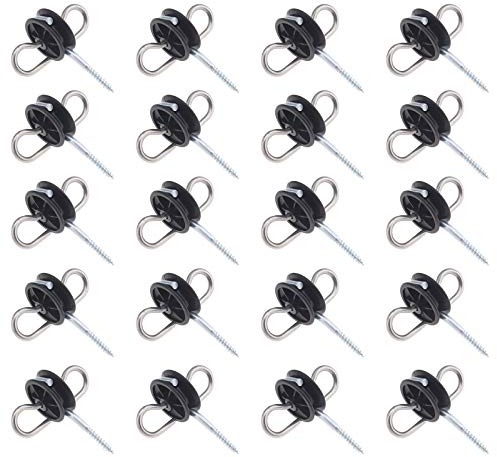 YINETTECH Weidezaun Isolator Torgriffisolator 20-teiliger Doppelring Isolator Zaunanker Farm Pfosten Tor Griffverschluss mit Niedriger Impedanz