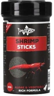 FishScience Shrimp Food Stick 60g - 4mm | Natural Sinking Food for Shrimp | High Protein 35%, Vegetables & Algae (Spirulina, Chlorella, Kelp)