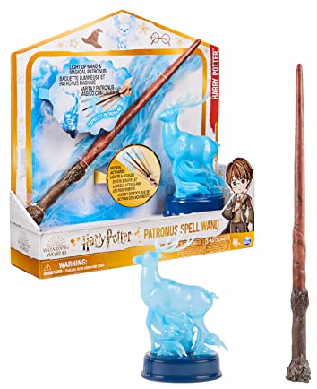 HARRY POTTER - BAGUETTE MAGIQUE COLLECTOR PATRONUS HARRY POTTER WIZARDING WORLD - Baguette Magique 30 cm Avec Figurine Patronus - Effets Sonores Et Lumineux - 6063879 - Jouet Enfant 6 ans et +