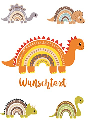 Bügelbilder Regenbogen Dinosaurier für Textilien Kinder Bügelbild Dino Gross Name Wunschtext selbst bedrucken. Bügelbilder selbst gestalten. Wunschname Bügelfolie für Textilien. Namen zum aufbügeln.