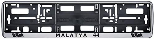 Auto Kennzeichenhalter in der Farbe Silber/Schwarz Nummernschildhalterung Auto, Nummernschildhalter Türkei Flagge 44 Malatya 2 Stück