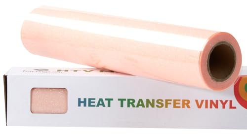 FANSGUAR Light Pink Glitter HTV Roll -12x6ft Iron on Heat Transfer Vinyl for DIY Shirts Gifts