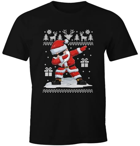 MoonWorks® Herren T-Shirt Weihnachten Dabbing Santa Weihnachtsmann Dab Fun-Shirt lustig