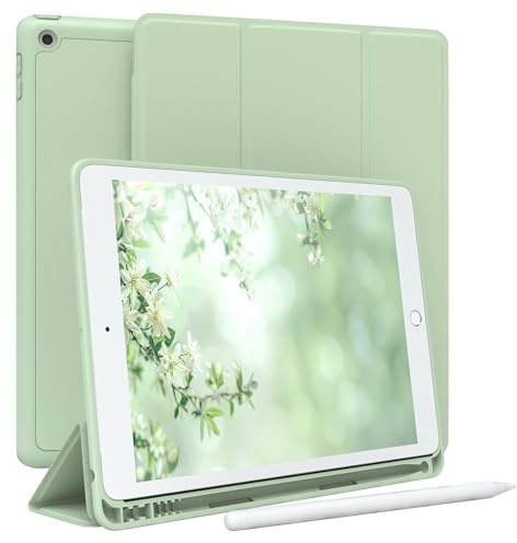 EAZY CASE - Schutzhülle mit Stifthalter für iPad 10,2 2019/2020 /2021 Case 10.2 Zoll Hülle mit Stifthalterung Tablet Cover Touchpen Smartcase aufstellbar Klappcase Auto Sleep Wake Up Etui Hellgrün