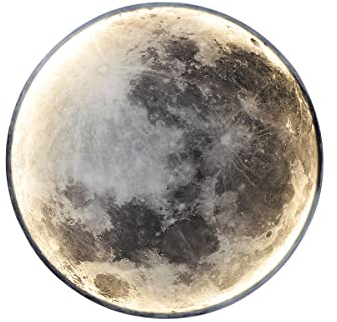 HKLY LED Applique Murale Lune avec Télécommande, Lampe Murale Intérieur Moderne Dimmable Lampe de Chevet Ronde Acrylique Éclairage Mural pour Chambre Salon Couloir Escalier Veilleuse Lune (24cm)