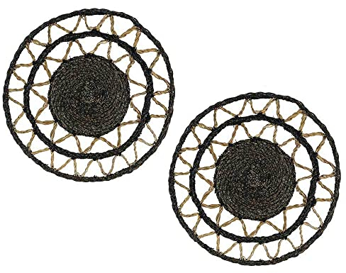zeitzone Tischset Rund Seegras geflochten Natur 2 Stück Boho Platzset Natur Braun 28cm