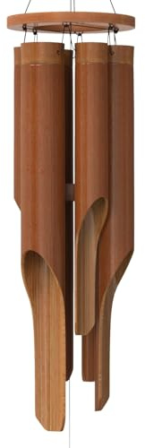 Nalulu Carillon éolien Classique en Bambou – Carillon à Vent extérieur en Bois de Taille Moyenne, fabriqué à la Main avec des Tons Profonds apaisants, décoration d'intérieur idéale ou Cadeau pour