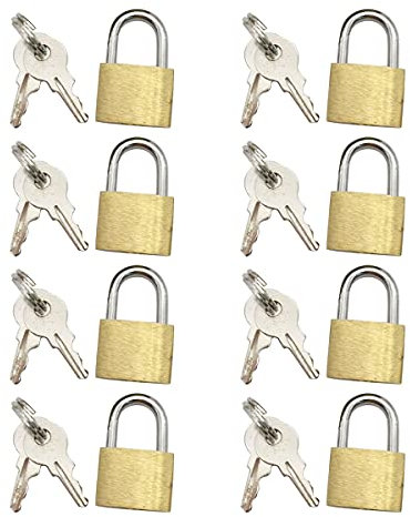 XUHENGXINX Small Suitcase Locks 8 Pcs with Keys - Mini Padlock Brass Security Lock for Cupboard, Luggage, Travel Bags, Backpack, Computer Bag
