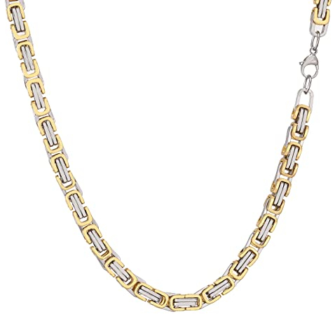 AFSTALR Herren Königskette Gold Schmuck für Herren ，Edelstahl Breit Herrenkette Männer 8mm Byzantinische Kette Halskette für Herren Länge 65cm