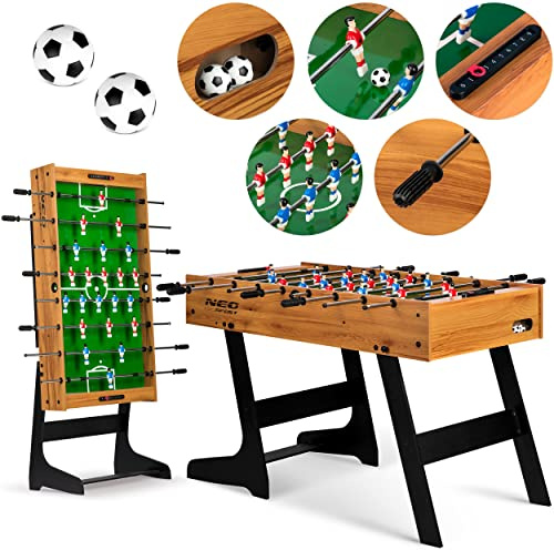 Neo-Sport Tischkicker - Kinder und Erwachsene - Kickertisch - 22 Spieler - 2 Bälle - 120 x 60 x 80 cm - Schwarz Grün