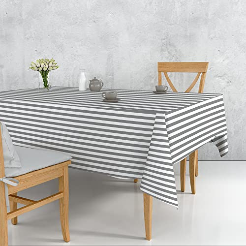 INTRECCI Tovaglia a Righe per Cucina Giardino Salotto disponibile in più Misure, Tovaglia da Tavola Misto Cotone Quadrata Giardino Cucina Sala 4/6 POSTI 140X140 cm, Grigio