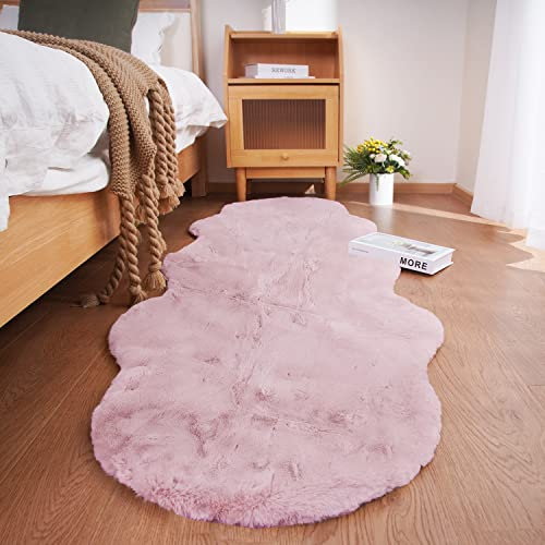 Ghouse Home Teppich Wohnzimmer Kinderzimmer Schlafzimmer Deko Rosa 60x180 cm Kurzflor Flauschig rutschfest Carpet Waschbarer Flur Teppich